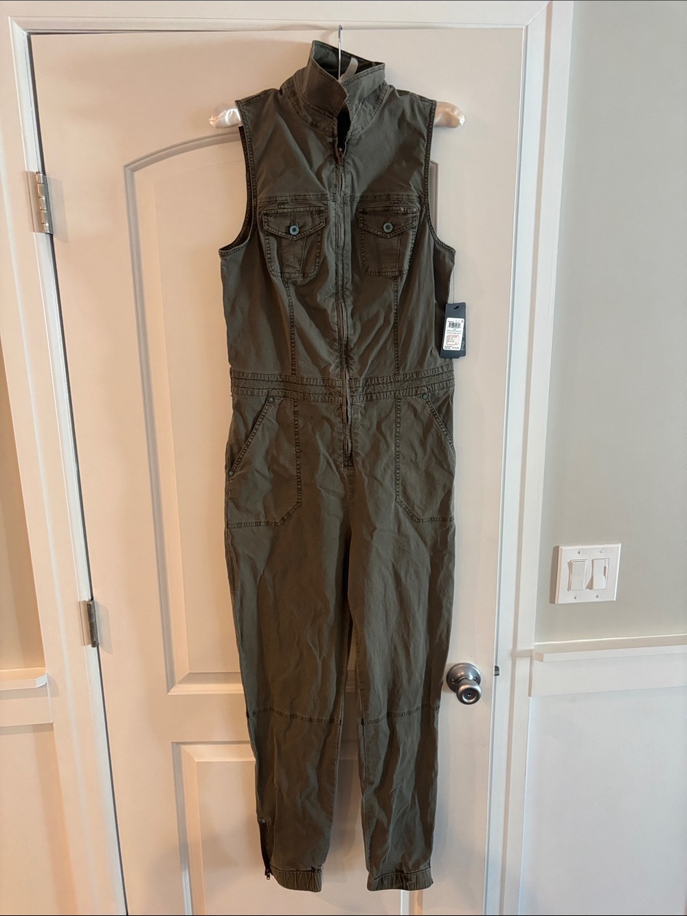 Guess Olive Green Sleeveless Utility Jumpsuit